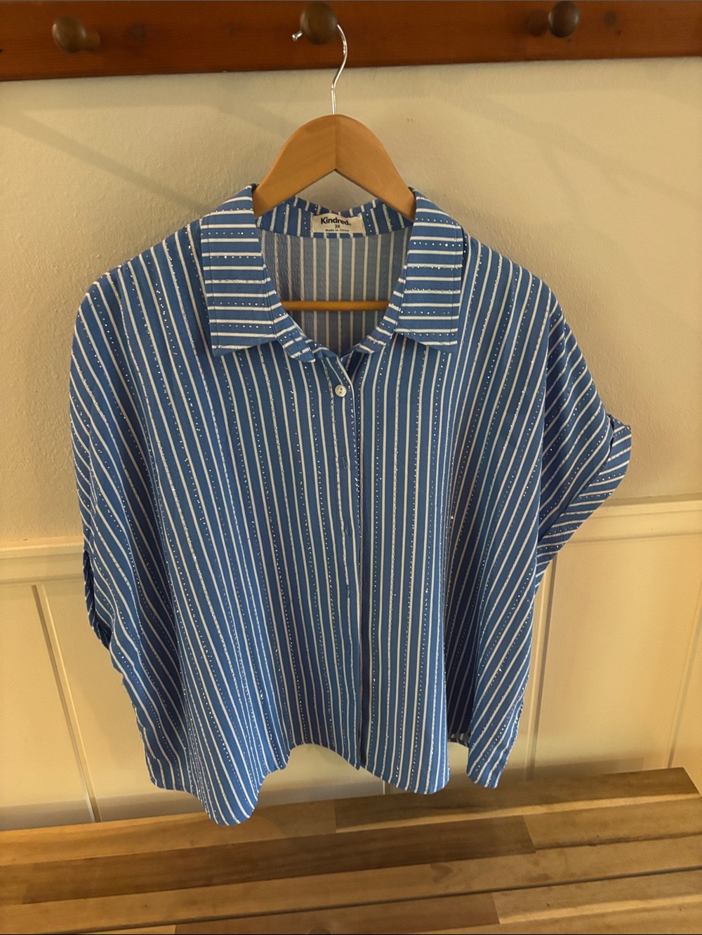 Kindred Striped Blouse in Blue & White Size 3X Like New